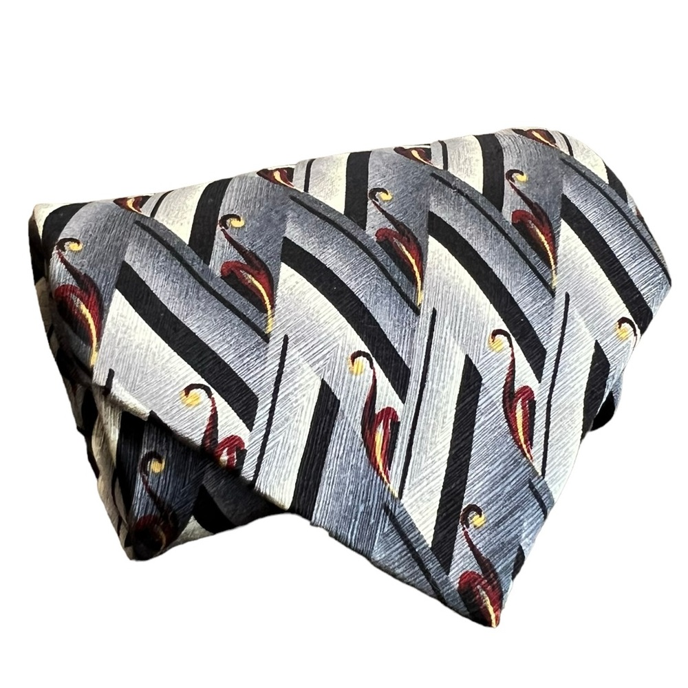 2/$15 Genesis mens neck tie multi color abstract pattern 100% Italian silk